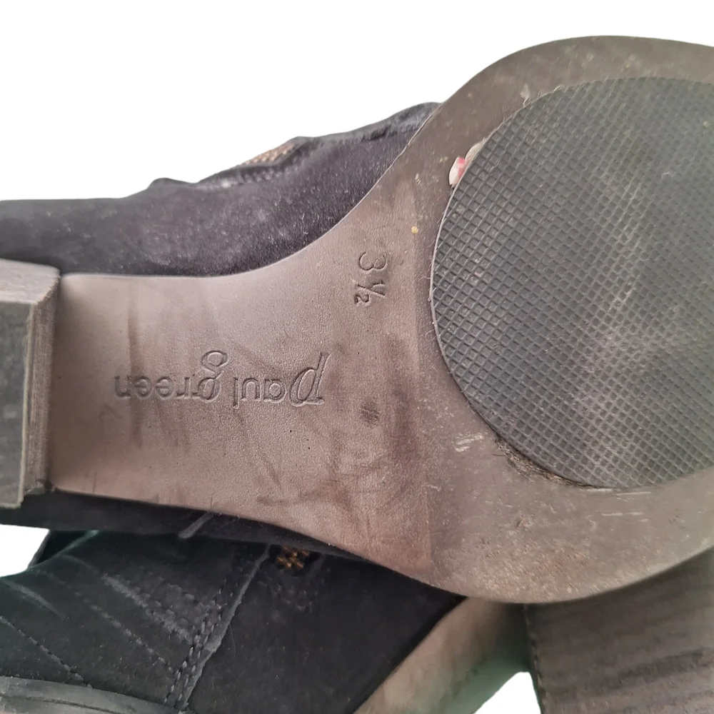 Paul Green Malibu Sliced Double Zip Up Ankle Boots Booties Black Suede sz6
